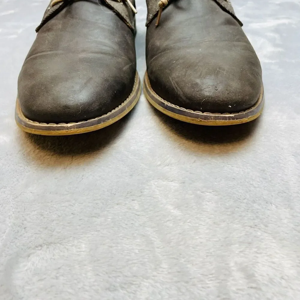 Seven 91 Mens Droalle Chukka Boots 10.5 Gray 2 Tone Nubuck Leather Canvas Lace